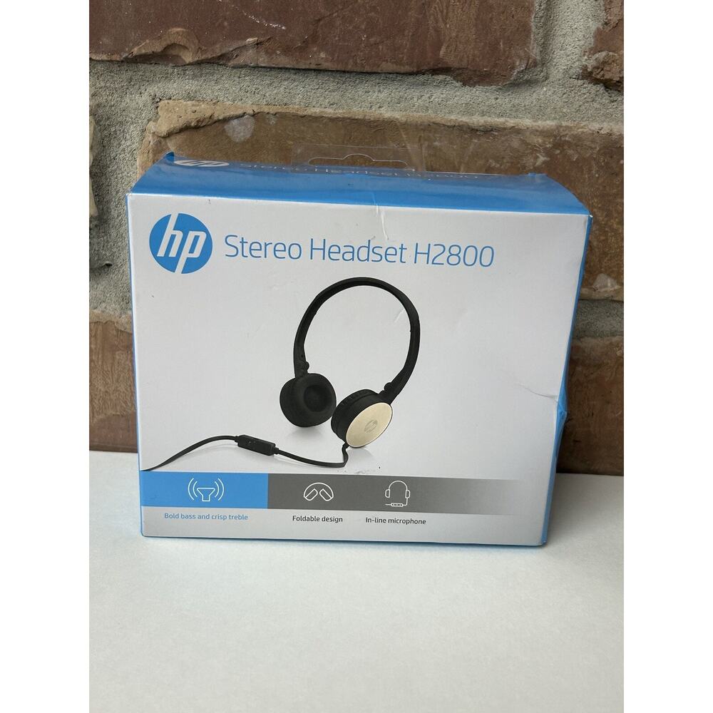 HP H2800 Stereo On Ear Wired Headset 3.5mm jack - Black & Gold NEW